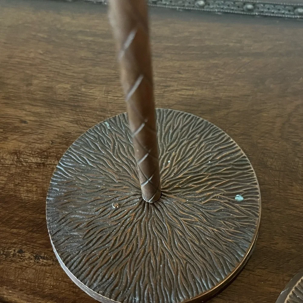 Set of 2 Vintage Brass Palm Tree Candle Holders Candlesticks 17